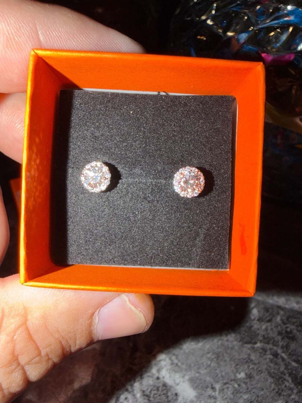 Brand new round halo moissanite earrings. Shines bright 925 sterling